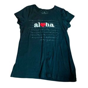 Island Heritage black Aloha red heart Tshirt preshrunk cotton size XL juniors